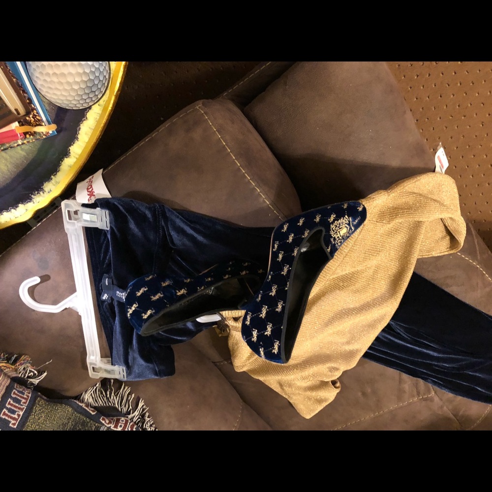 Yves Saint Laurent VINTAGE Blue VELVET Shoes 61/2 - Picture 6 of 10
